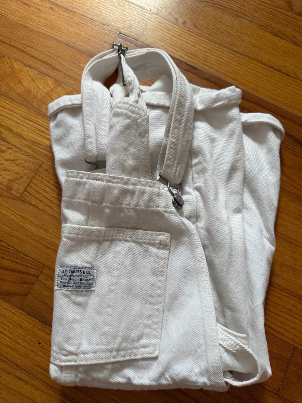 Levi's White Denim Overalls Jumpsuit